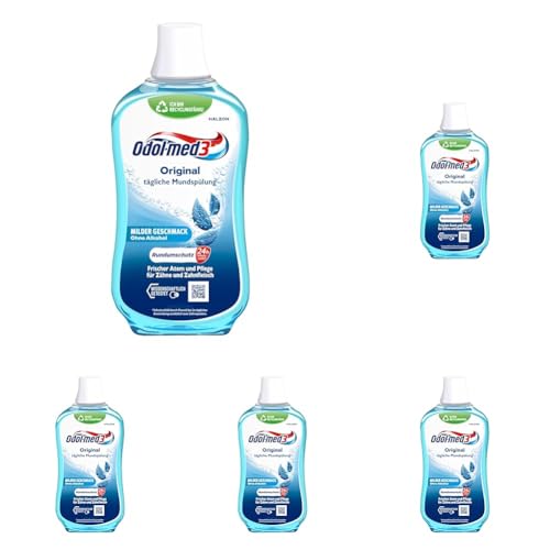 Odol-med3 Mundspülung Original, alkoholfreie Mundspülung, 500ml (Packung mit 5) Odol-med3 Mundspülung Original, alkoholfreie Mundspülung, 500ml (Packung mit 5)