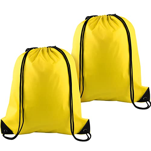 Image of KUUQA 2 Pcs Yellow Drawstring Backpack Drawstring Bag Bulk Sports Cinch Bags String Backpack Storage Bags for Gym Traveling