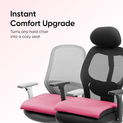 Image of Frido Cloud Seat Cushion with High-Density Memory Foam | Tailbone & Thighs Support Pillow | Washable Stretch Cover | Anti-Slip Base | Portable Handle | Ideal for Office, Car & Home Chairs, Barbi Pink