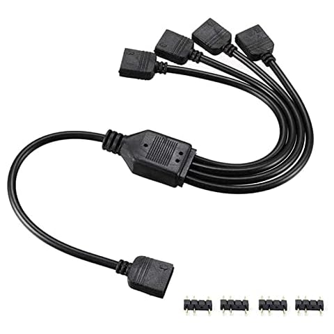 upHere 3Pin ARGB 1 to 4 rgb Splitter Cable LED Strip Connector -30cm with Male Pins,53ARGB Cover