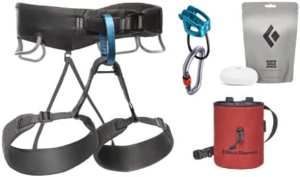 BLACK DIAMOND Mens Momentum Rock Climbing Harness - Complete ATC-XP Package, Anthracite, Medium