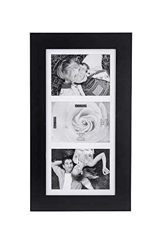 Malden 2082-357 5x7 3-Opening Matted Collage Picture Frame - Displays Three 5x7 Pictures - Black