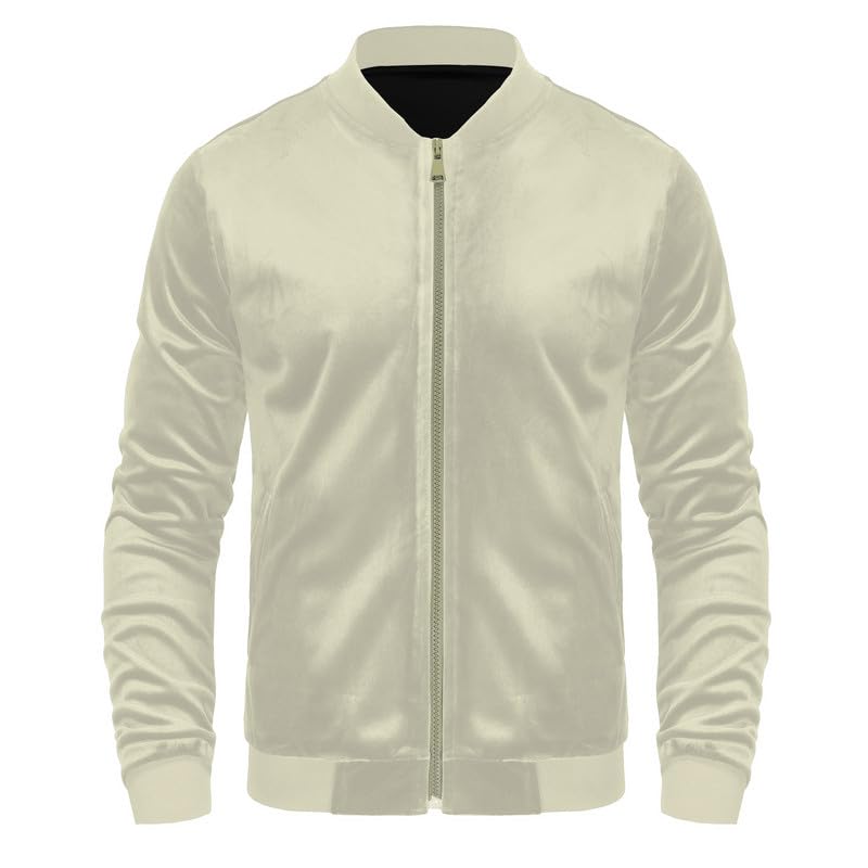 Image of Mens Faux Suede Bomber Jacket Varsity Jacket Windbreaker Vintage Casual Lightweight Leather Coats Jackets