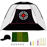 Galileo Driving Range Golf Net Golf Hitting Nets Training Aids Practice Nets 10' (L) X6.5' (H) X6' (W) for Backyard Chipping Net with Target Carry Bag （White Net） New Model for Indoor Outdoor Sports