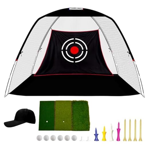 GALILEO Driving Range Golf Net Golf Hitting Nets Training Aids Practice Nets 10' (L) X6.5' (H) X6' (W) for Backyard Chipping Net with Target Carry Bag (White Net) New Model for Indoor Outdoor Sports