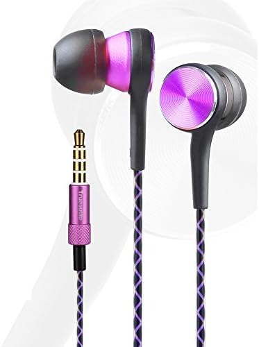 Earphones,in Ear Music Appreciation Headphones with Mic and Volume Control Bass Earbuds for Sports, Sweatproof, Noise Isolating, for iPhone, iPod, iPad, MP3/MP4, Samsung, Tablet (TRUEAUDIO) (Purple)