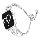 Casfine Stainless Steel Bands Compatible with Apple Watch Bands 38mm 40mm 41mm 42mm 44mm 45mm, Women...