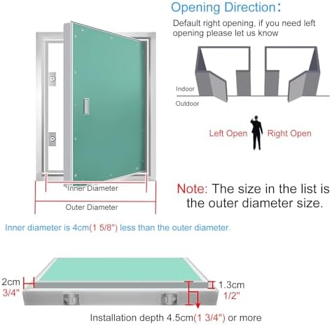 Paintable Concealed Access Door Panel with Handle - Large 32x36in Flush Mount Inspection Hatch for Plumbing, Heating, Wiring - Durable Plasterboard Access Panel for Easy Maintenance