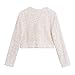 R.Vivimos Women's Long Sleeve Crop Tops Fall Winter Sequin Bow Tie Glitter Fashion Casual Tops Blouses (Medium, White)