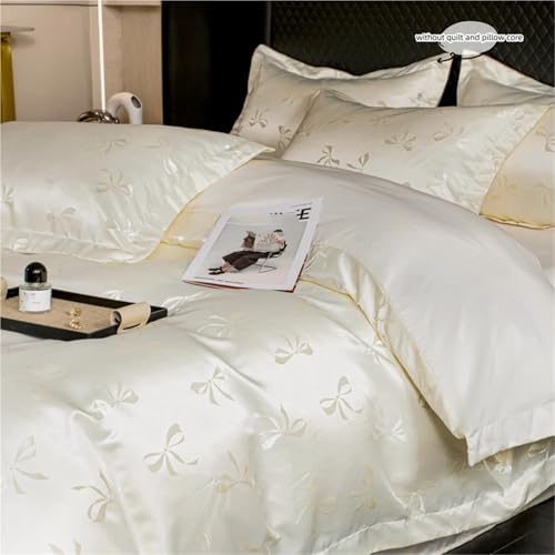 Linge de lit jacquard de qualité supérieure ensemble housse et taies crème
