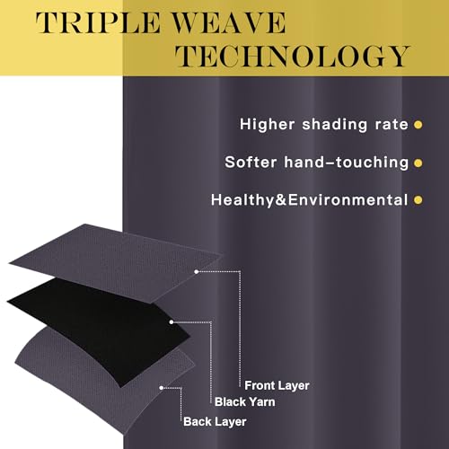 NICETOWN Greyish Purple Blackout Curtains 84 inch Length, Grommet Top Room Darkening Drapes for Bedroom Living Room, Light Blocking Window Covering for Privacy (W66 x L84 Inch, 1 Panel)