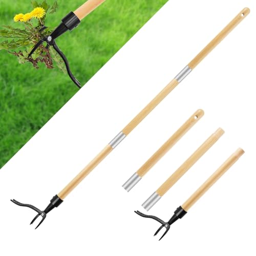 JNUYISW Unkrautstecher, 110cm Langem Griff Unkrautentferner mit 4-Krallen und Fußpedal Unkraut Entferner Effizientes Entfernen von Unkraut Wurzelentferner Kein Bücken Nötig Unkrautfresser Gartengerät