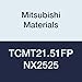 Mitsubishi Materials TCMT21.51FP NX2525 Uncoated Cermet TC Type Turning Insert with Hole, Stable Cutting, Triangular, Grade NX2525, 0.016" Corner Radius, 0.25" IC, FP Breaker, 0.094" Thick