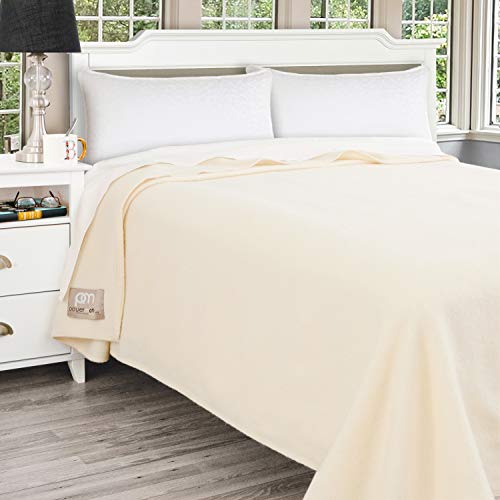 Poyet Motte Antibes 350GSM 100-Percent Wool Medium Weight Oversized Blanket, Machine Washable...