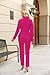 2 Piece Pant Suits for Women Dressy Formal Blazer Outfit Straight Leg Pants Set Casual Work Suit Sets Hot Pink M