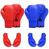 Micnaron Juego de 2 pares de guantes de boxeo para hombres y mujeres, guantes de entrenamiento de boxeo adecuados para principiantes y niños, juego de guantes de entrenamiento profesionales de cuero a