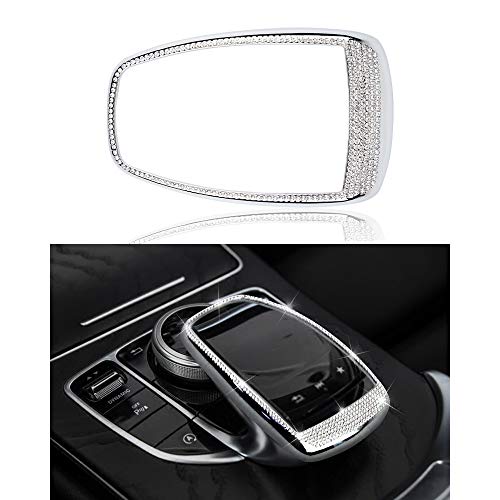 LECART Bling Auto Central Multimedia Control Cover Cap Fit for Mercedes-Benz C-CLASS E-CLASS GLC Glitter Decors Car Interior Accessories Metal Decoration Trim Sticker