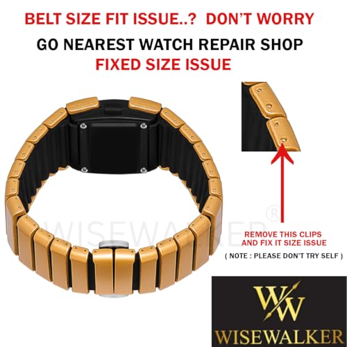 Image of WiseWalker Unisex GenZ Luxury Style Digital Gold Watch Unique Band with LED Display Digital Watch | Retro Digital LED Watch Black Display Screen Modern Fashion Timepiece | Wristwatch For Men and Women