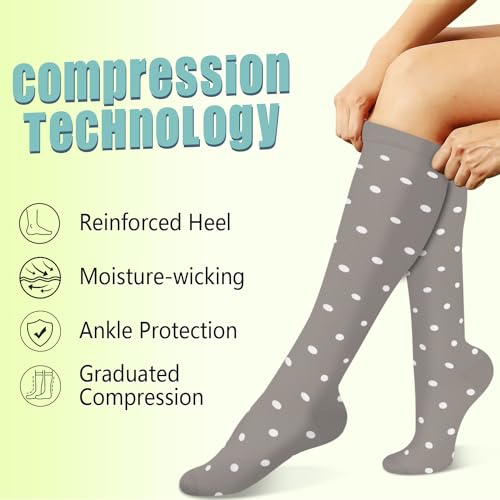 Image of 7 Pack Copper Knee High Compression Socks For Men & Women - Best For Running,Athletic,Medical,Pregnancy and Travel -15-20mmHg