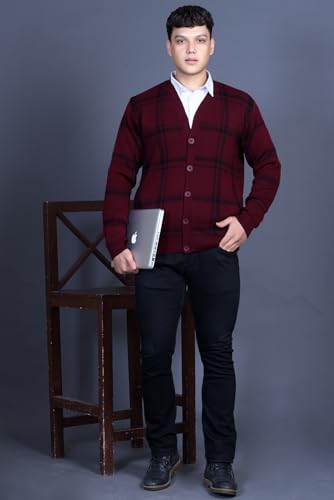 Image of GODFREY V Neck Cardigans for Men - Full Sleeve Woolen Sweater for Man Winter Wear