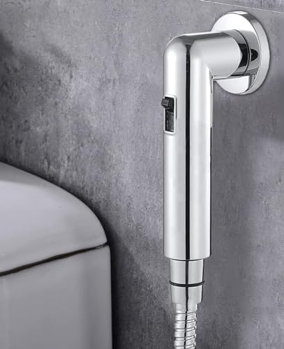 Image of SPAZIO Chrome Magnetic Health Faucet /Bidet Sprayer /Jet Spray for Toilet & Bathroom with 1 Meter Shower Tube & Magnet Holder - Pack of 1