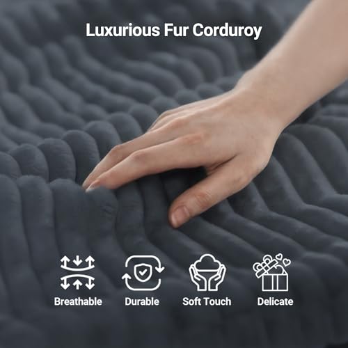 Image of Claiks 68 inch Oversized Chaise Lounge Chair Indoor, Corduroy Upholstered Boneless Sofa Bed, Deep Seat Sleeper Couch with Pillows and Armrest, Cloud Sofas Reading Chair for Living Room, Dark Gray