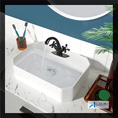 Aolemi Bathroom Sink Faucet Oil Rubbed Bronze Single Hole Double Handle Cross Knobs Vanity Sink Basin Mixer Tap And Pop Up Drain With Overflow #TOP7