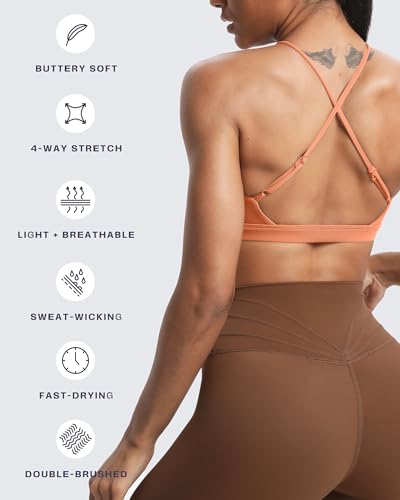 Image of Aoxjox Women's Workout Sports Bras Jamie Deep V Fitness Training Gym Bra Yoga Crop Tank