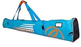 Brubaker Skitasche Carver Champion Blau Orange - Gepolsterter Skisack für 1 Paar Ski und Stöcke - Reißfester Ski Bag 190 x 34 x 34 cm