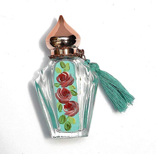 Elegant Hand-Painted Miniature Glass Perfume Bottle with Gold Twist Top - Refillable Essential Oil Holder for Travel and Decor - Image 3