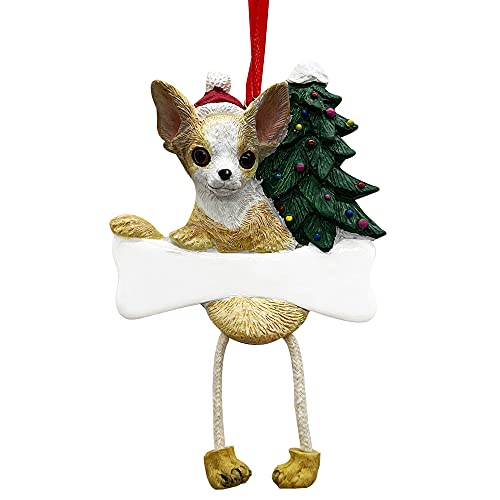 Chihuahua Tan & White Ornament with Unique 