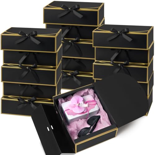 Boîtes cadeaux avec couvercles Kucoele à bordure dorée chic pour anniversaire et fêtes