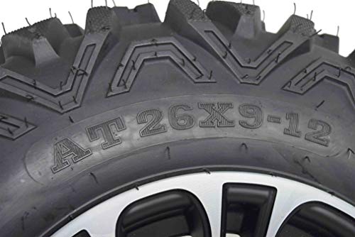 Massfx Kt 26X9-12 26X11-12 Tires W/Black 12X7 4/156 Rims Atv Utv Wheel & Tire Kit With Lug Nuts #TOP2