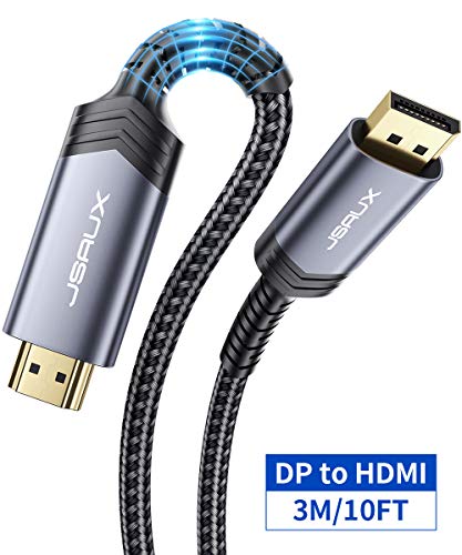 DisplayPort to HDMI Cable 10FT, JSUAX DP to HDMI Male to Male Video