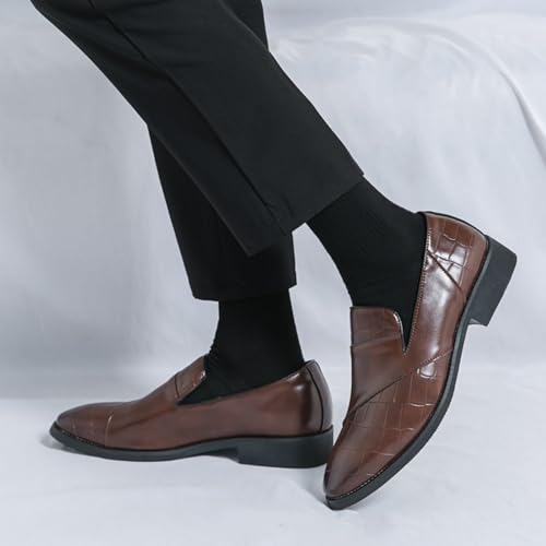 Men's Classic Leather Low Heel Oxford Loafers Comfortable Pointed Toe Low-top Smoking Slip On Dress Shoes for Working Driving Party4