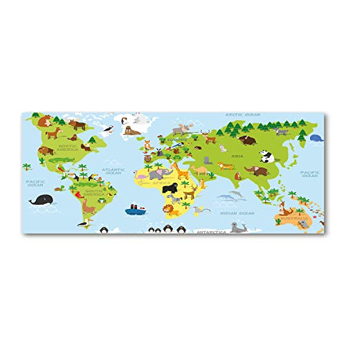 Dosseret en verre pour cuisine familiale 125x50 cm motif carte des animaux