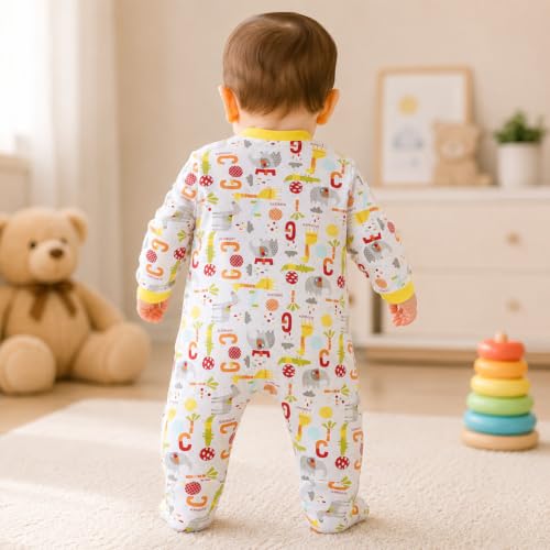 Image of DADDY - G 100% Cotton Baby Rompers Pack of 3 | Newborn Baby Sleepsuit | Full Sleeve Jumpsuit | Baby Night Suit | Infant Bodysuit for Boys & Girls | Soft Breathable Clothing