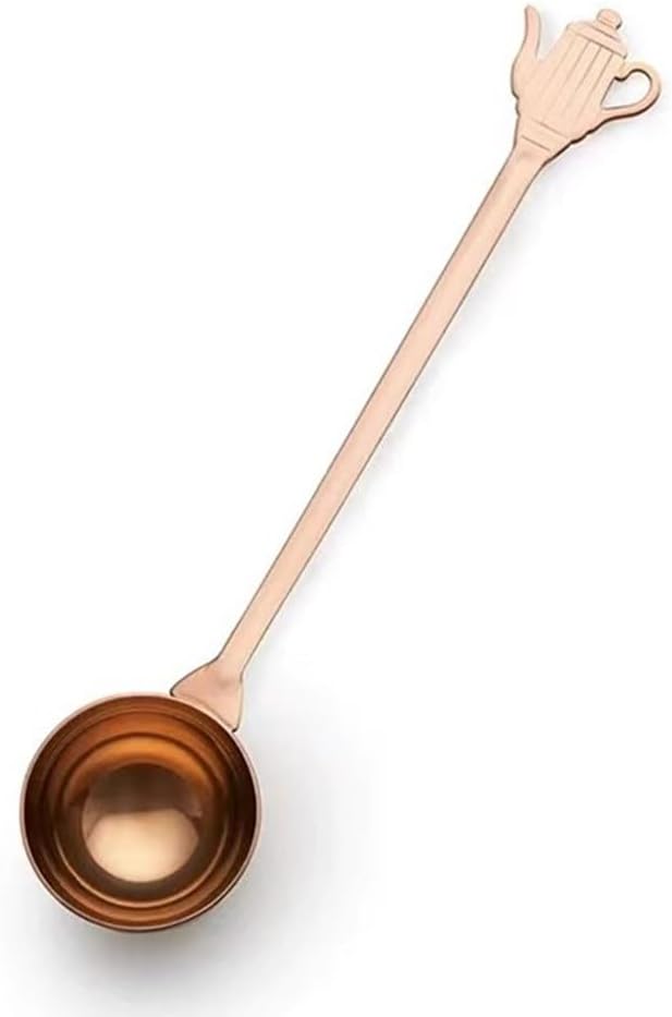 Coffee Bean Scoop Long Handle Bean Measuring Spoon Teapot Handle Coffee Measuring Spoon(Gold)