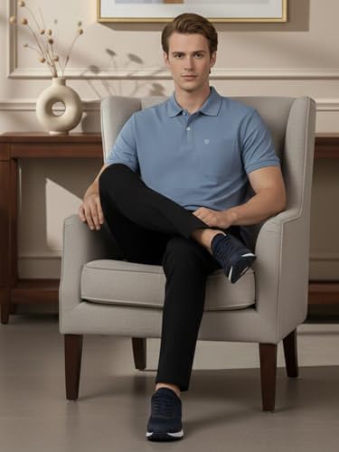 Image of Lux Cozi Men's Cotton Blend Polo T-Shirt with Chest Pocket | Collar T-Shirts for Men | Half Sleeves | Plain - Regular Fit (Pack of 2)