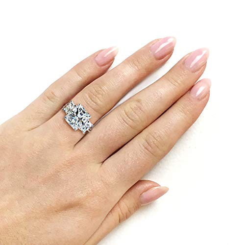 Kobelli 6 3/4 Carat Tgw Three Stone Radiant Cut Moissanite Statement Engagement Ring In 14K White Gold, 7.5 #TOP4