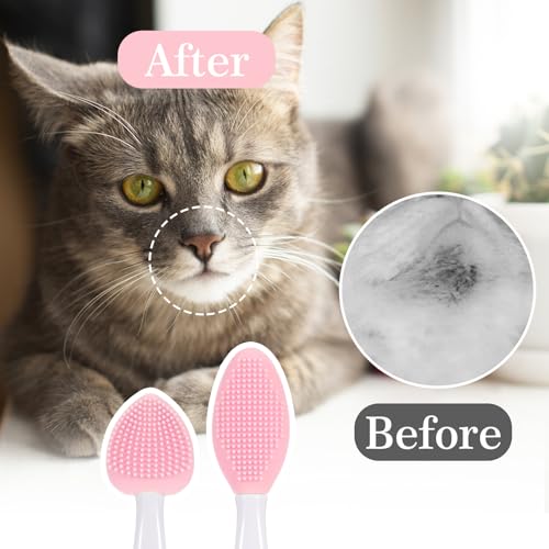 Image of 4PCS Cat Chin Brush Set Cats Acne Chins Treatment, Black Seed Exfoliating Brushes, Dual Sided Soft Silicone Cat Grooming Scrubber Brush Cleaner for Cats Chin Acne and Blackhead Exfoliation