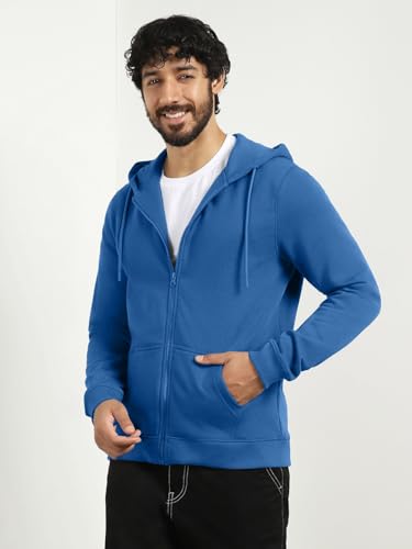 Image of Nobero Classic Zipper Hoodie for Men | Zip Up Hoodies for Men | Regular Fit | Full Zip Closure | Drawstring Hood | Zipped Hooded Sweatshirt | Cotton Rich Zipper Fleece Hoodie
