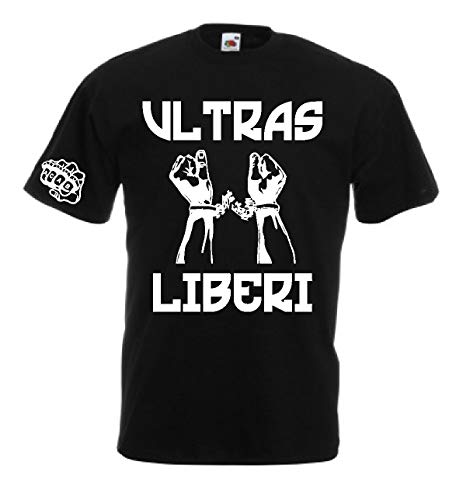 Vestipassioni t-Shirt Ultras Liberi Tifosi Calcio Fans Italian Style 1312 12 Colori(L, Nero)