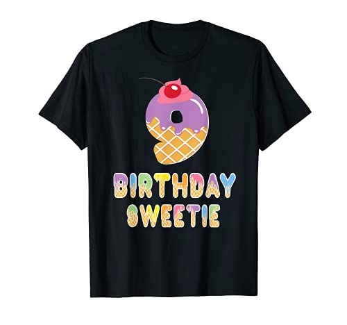 9th Birthday Sweetie Waffle Lover Girl 9 Años B-day Camiseta