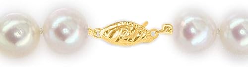 Miniatura 5 de 14K Yellow Gold 14K White Gold AAA Freshwater Cultured White Round Pearls, 4mm-9mm Graduated 18" Strand Pearl Beads Necklace with Fishhook Clasp,