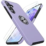 AOUIA for Samsung A35 5G Case with 2-Pack Screen Protectors, 3-in-1 Set Cover, 360°Rotating Ring Stand, Military Protection Shockproof Phone Case for Samsung Galaxy A35, Purple