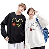 [YOSITOMI] ミッキーミニー ペアルック カップル 親子服 ディズニートレーナー 303 カットソー スウェット 黒白可愛い 長袖 トップス カジュアル ゆったり 結婚記念日 プレゼント綿 袖 男女兼用 グッズ (xxl, ブラック、ミッキー)