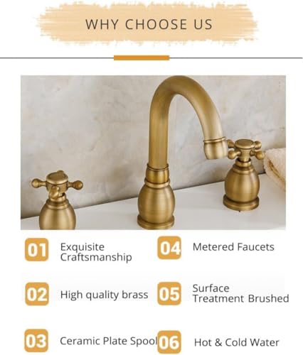 Robinets de lavabo mitigeur baignoire 3 trous laiton antique rétro