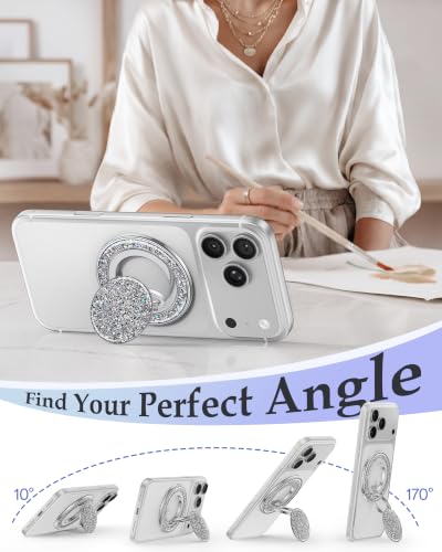 Image of SYNCWIRE for MagSafe Phone Grip, Sparkly Magnetic Phone Ring Holder | 360 Rotation, Glitter Phone Grip Finger Holder Stand Kickstand Bling Bling, for iPhone 17 16 15 14 13 12 Pro Max MagSafe