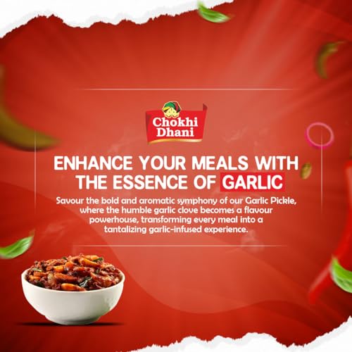 Image of Chokhi Dhani Lahsun ka Achar Garlic Pickle | Tangy and Spicy | (Pack of 3, 200g Each)
